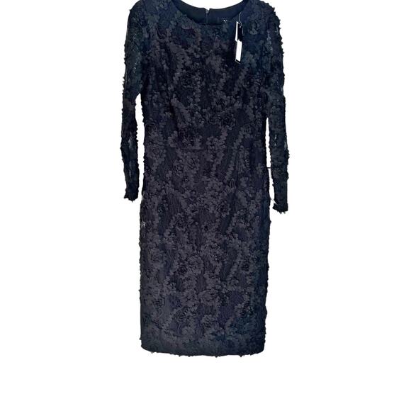 XSCAPE Women's Soutache Lace Long-Sleeve Sheath Dress Black Size 16 Plus NWT - Picture 8 of 12